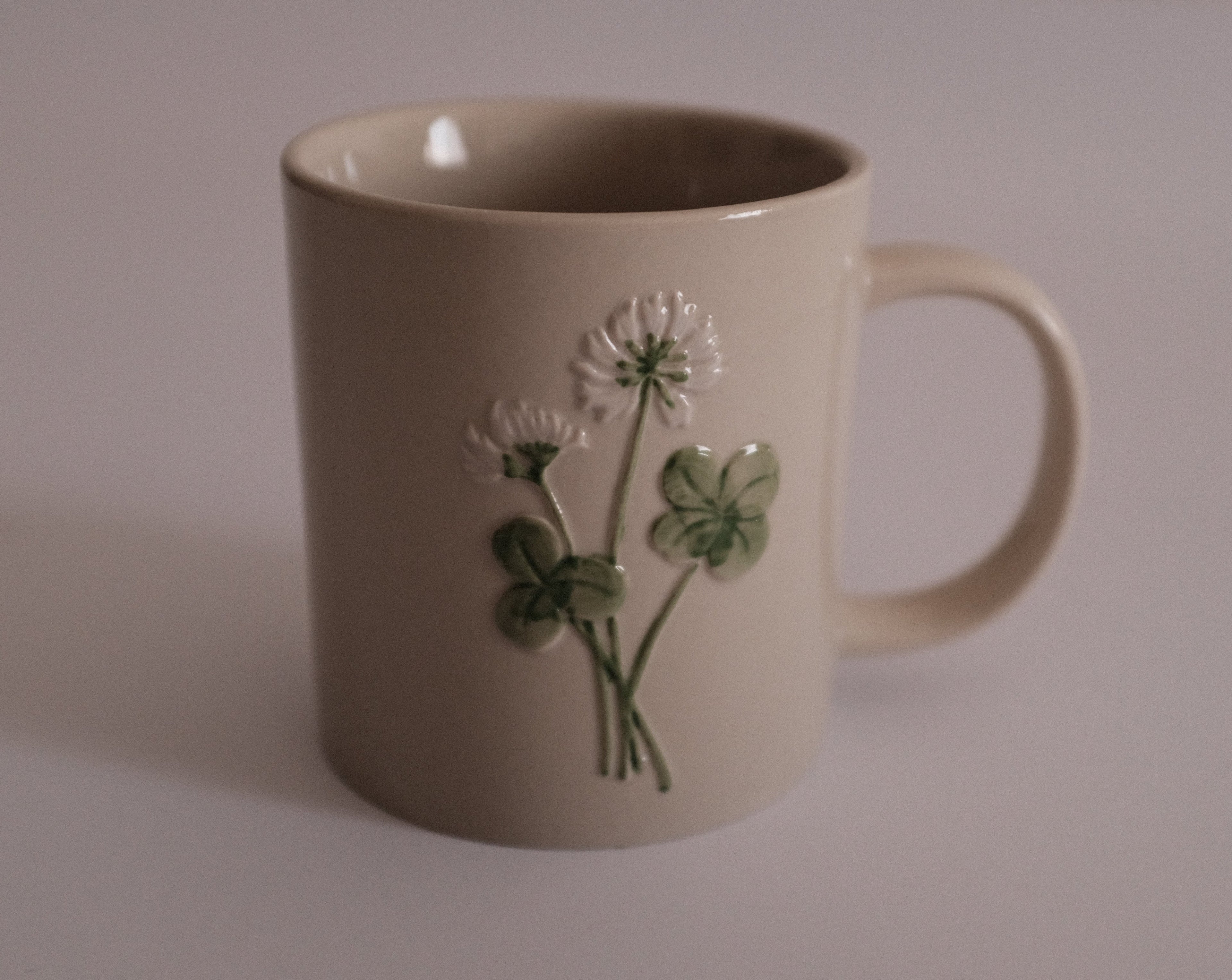 SUMMERIE Rustic Charm Whimsical Floral Chrysanthemum Relief Ceramic Mug