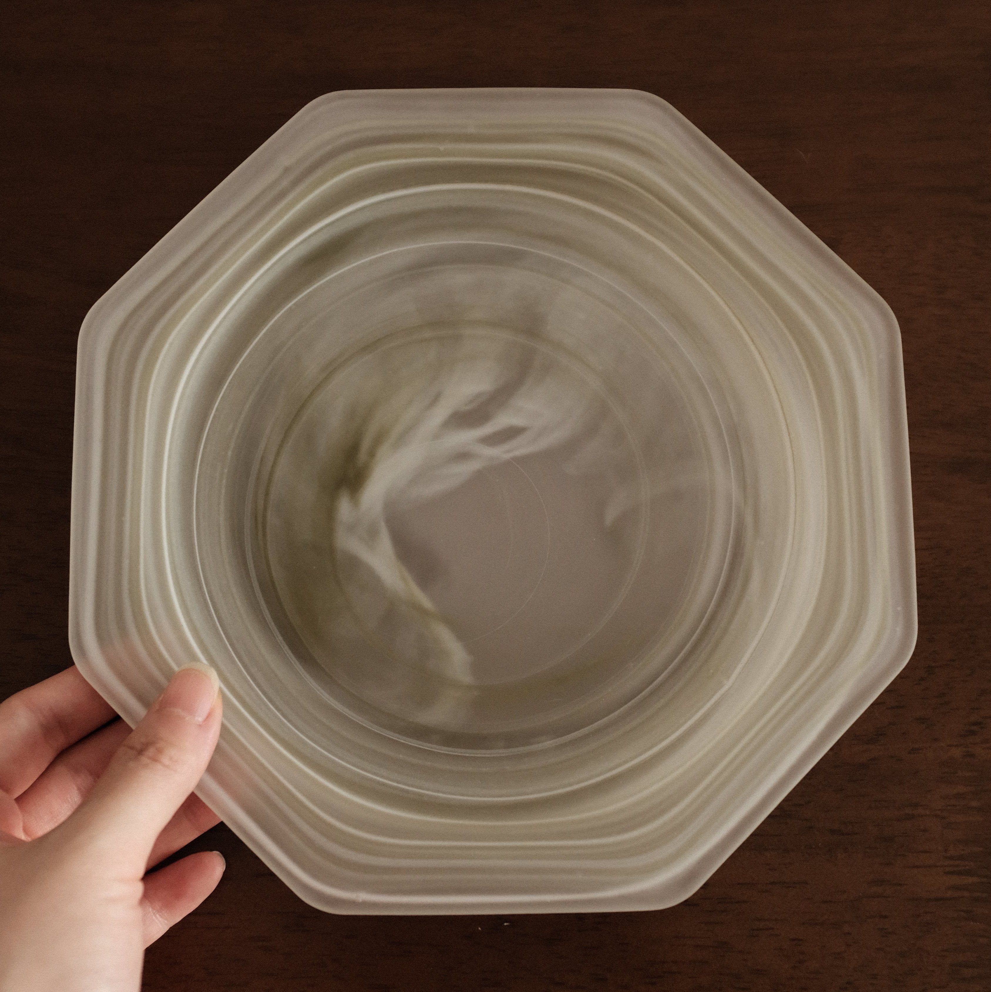 ESME Handmade Hexagon Frosted Glass Cosmic Plate Moss Green