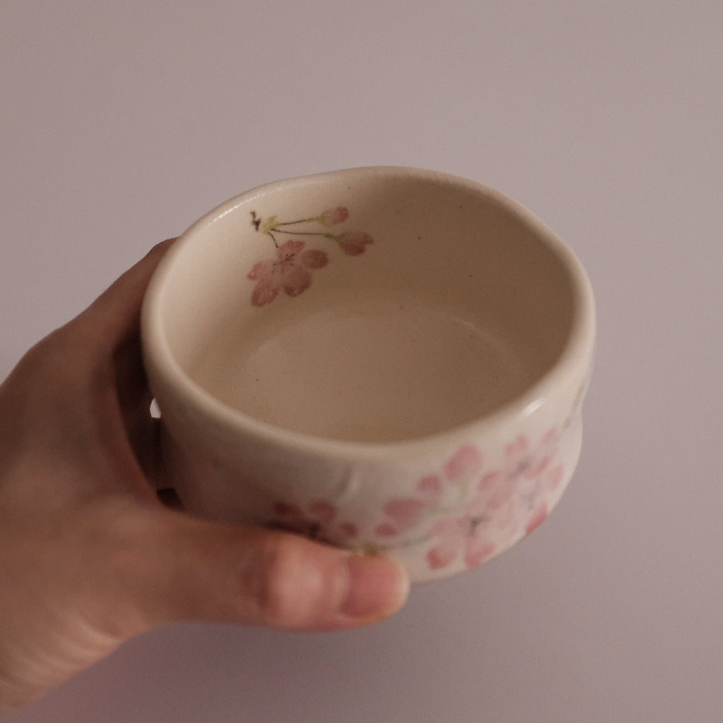 Hatsuichi Japan Pink Cherry Blossom Mini Chawan Matcha Bowl Tea Bowl Minoware
