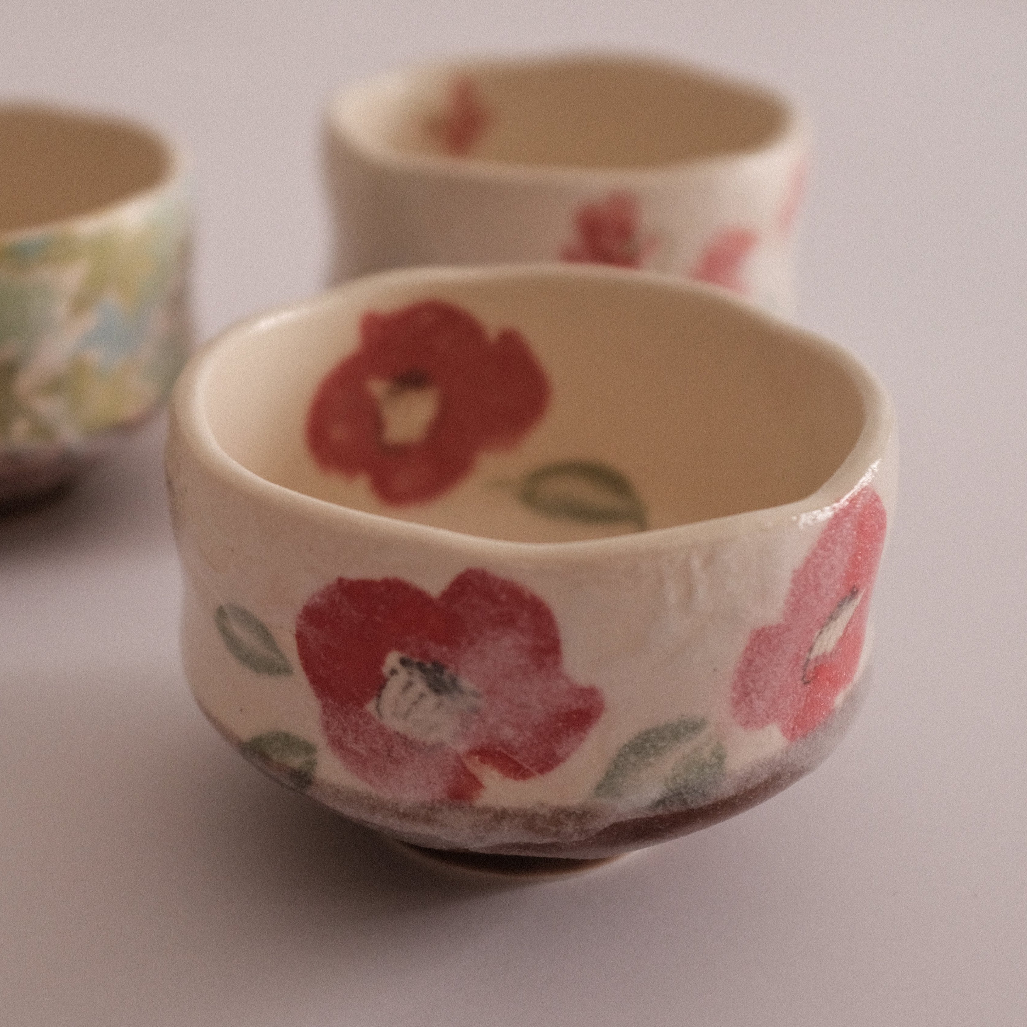 Hatsuichi Japan Camelia Blossom Mini Chawan Matcha Bowl Tea Bowl Minoware