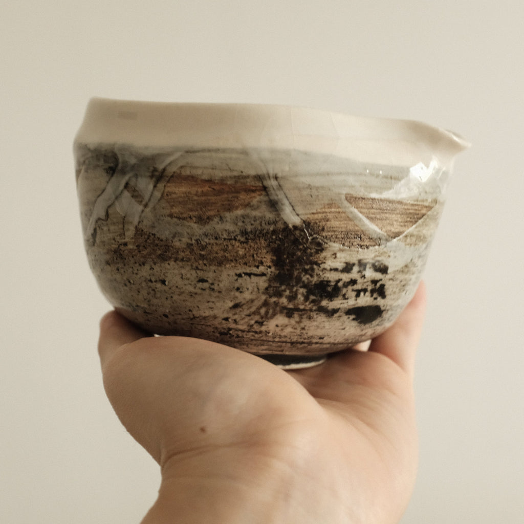 Hatsuichi Japan Shiro White Nagashi Katakuchi Chawan Matcha Bowl Minoware