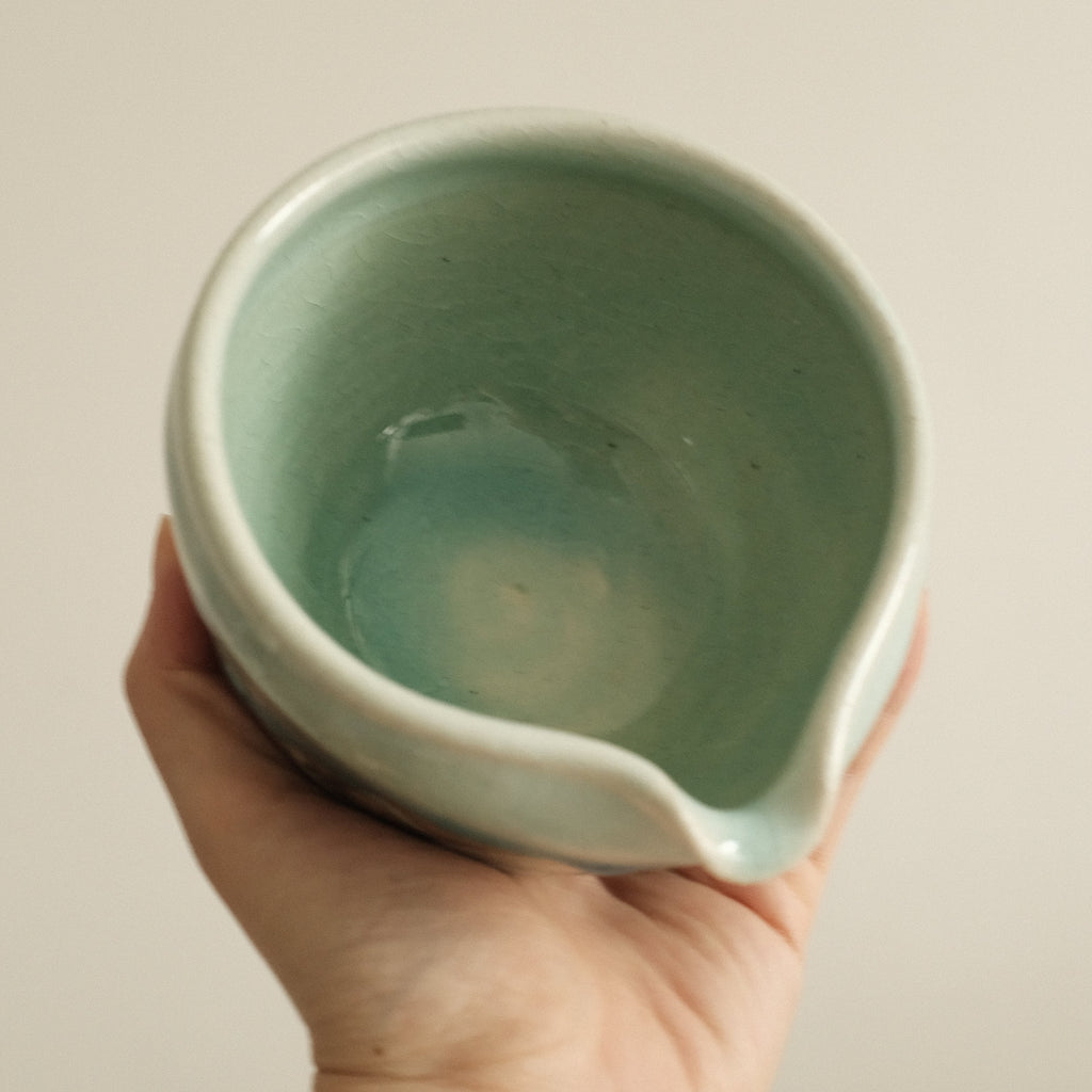 Hatsuichi Japan Mizuiro Light Blue Nagashi Katakuchi Chawan Matcha Bowl Minoware