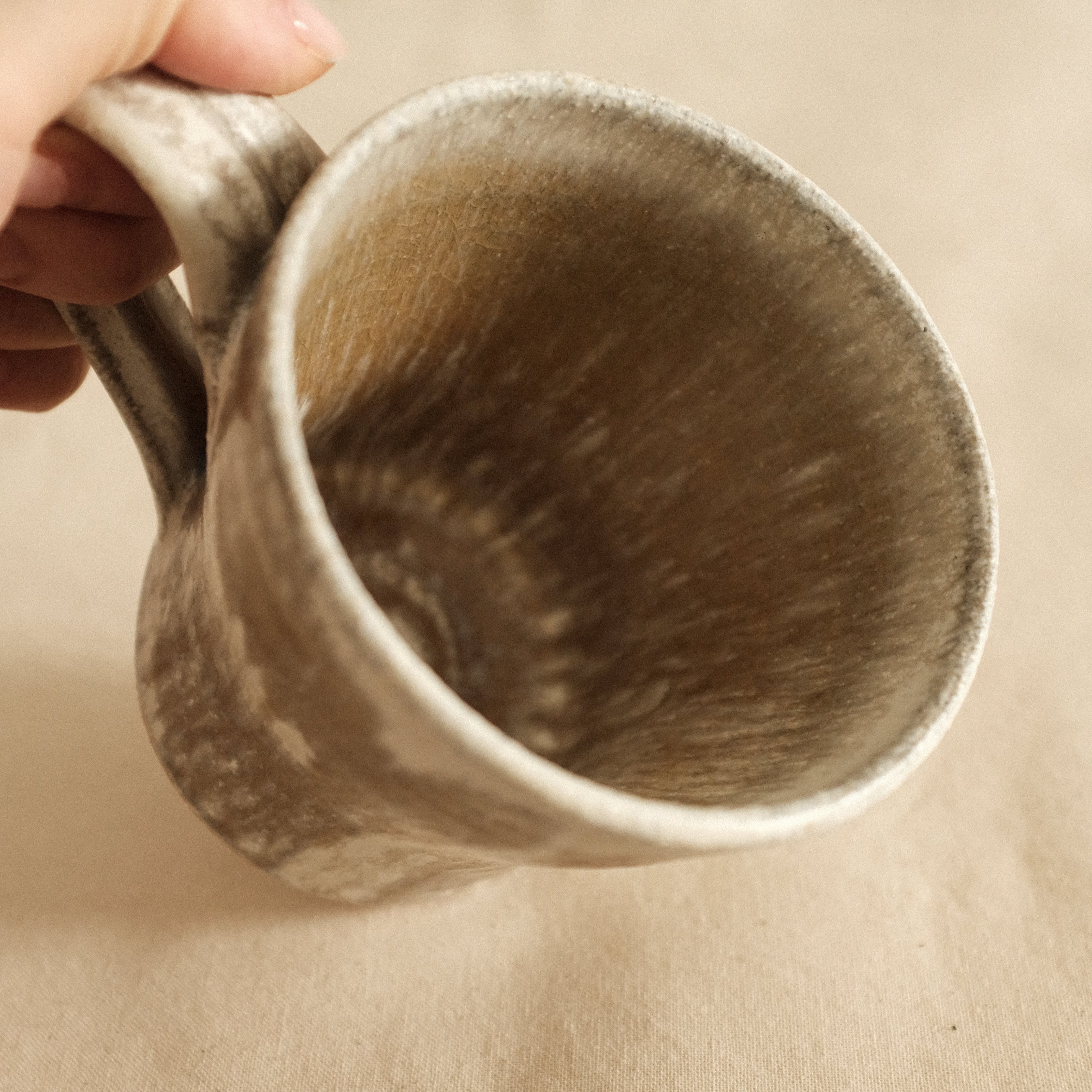 Kyuuko Mashiko Konayuki Powder Snow Glaze Mug with Handle