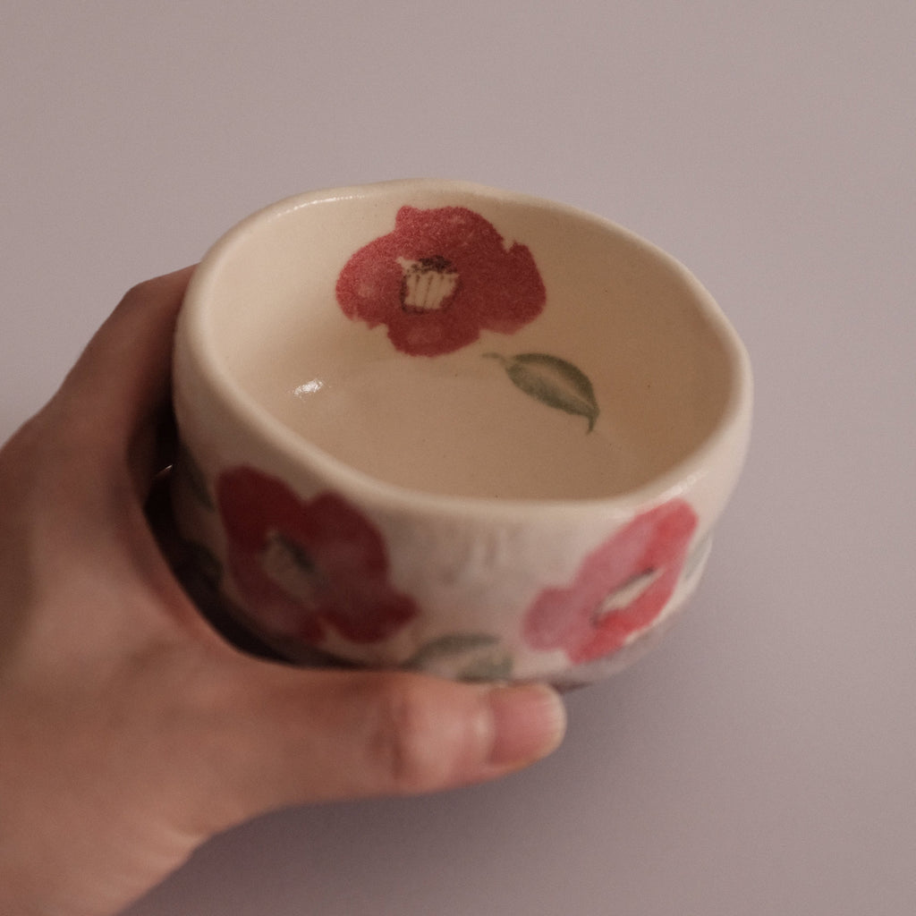 Hatsuichi Japan Camelia Blossom Mini Chawan Matcha Bowl Tea Bowl Minoware