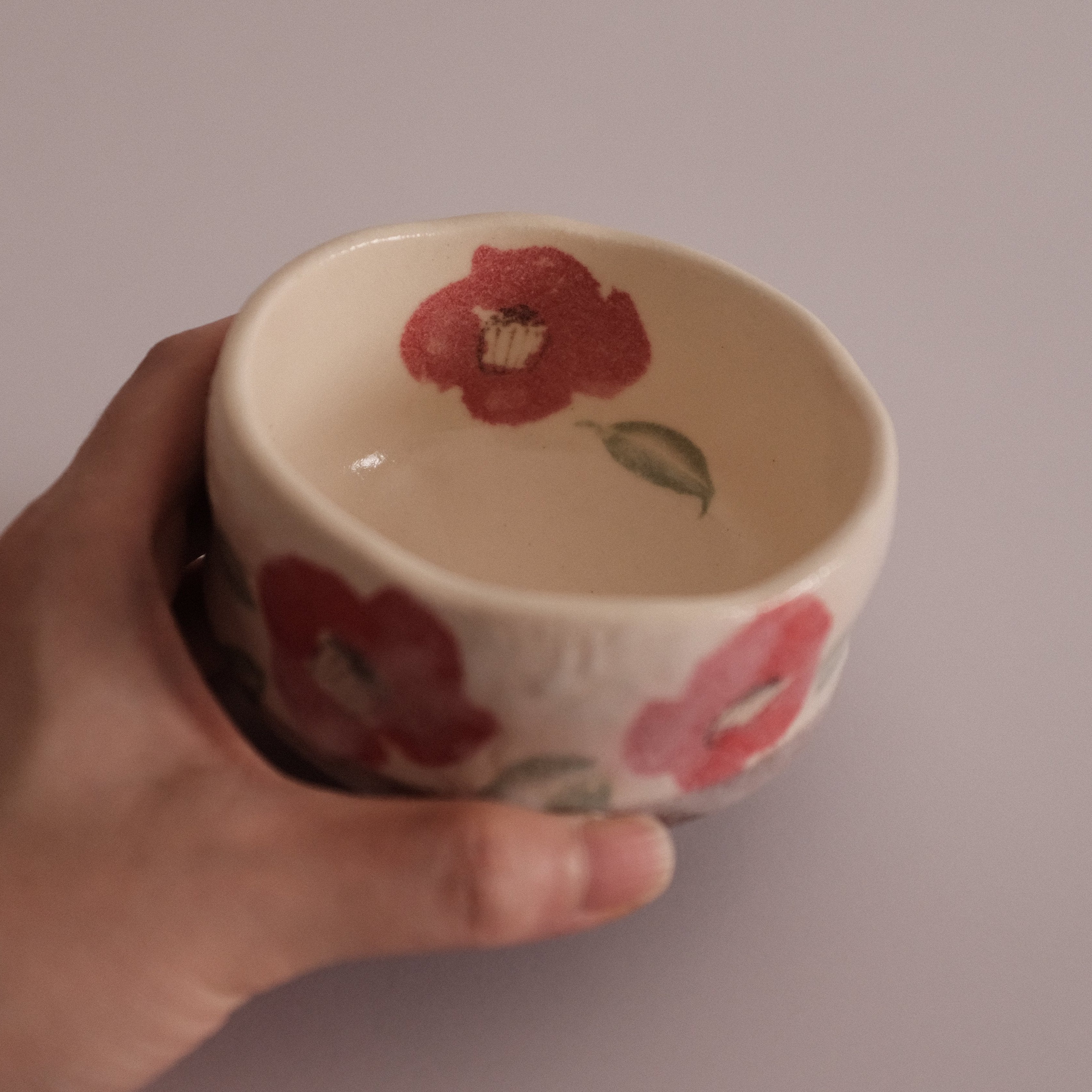 Hatsuichi Japan Camelia Blossom Mini Chawan Matcha Bowl Tea Bowl Minoware