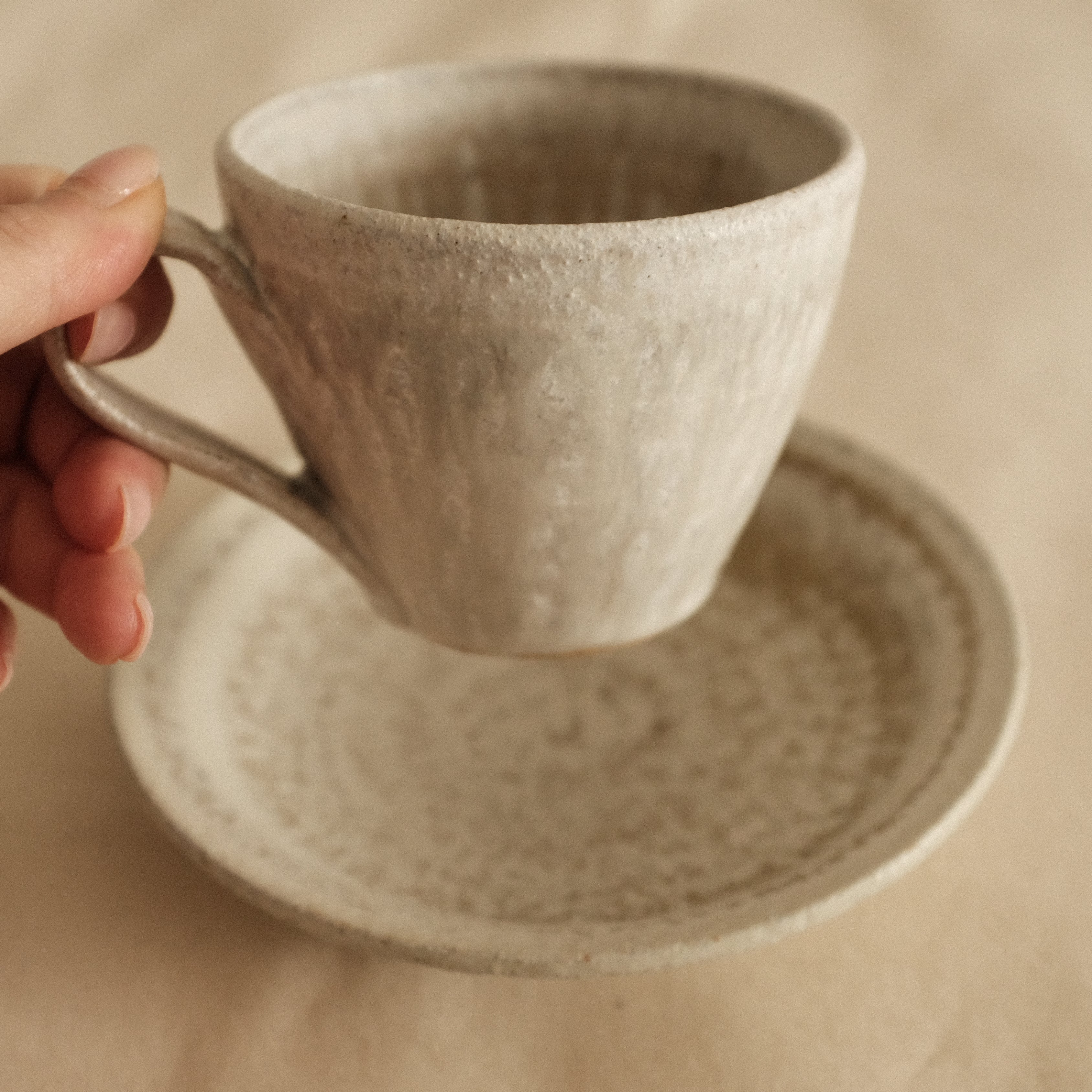 Kyuuko Mashiko Konayuki Powder Snow Glaze Small Mug with Handle