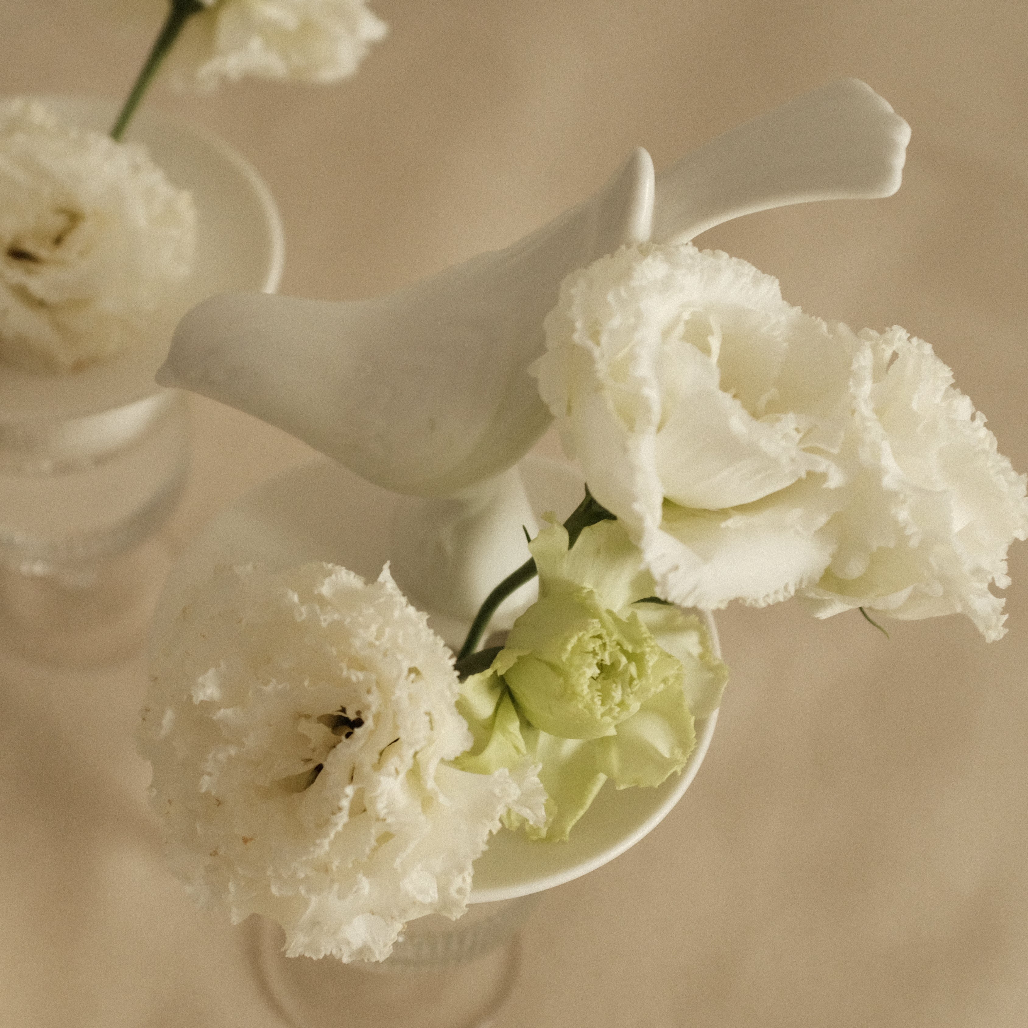 LE BLANC Bird Matte Ceramic Flower Frog Stalk Holder Vase