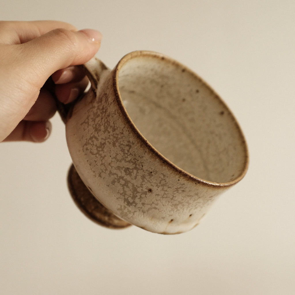 Kazuhito Yamamoto White Milky Glaze Antique Goblet Mug