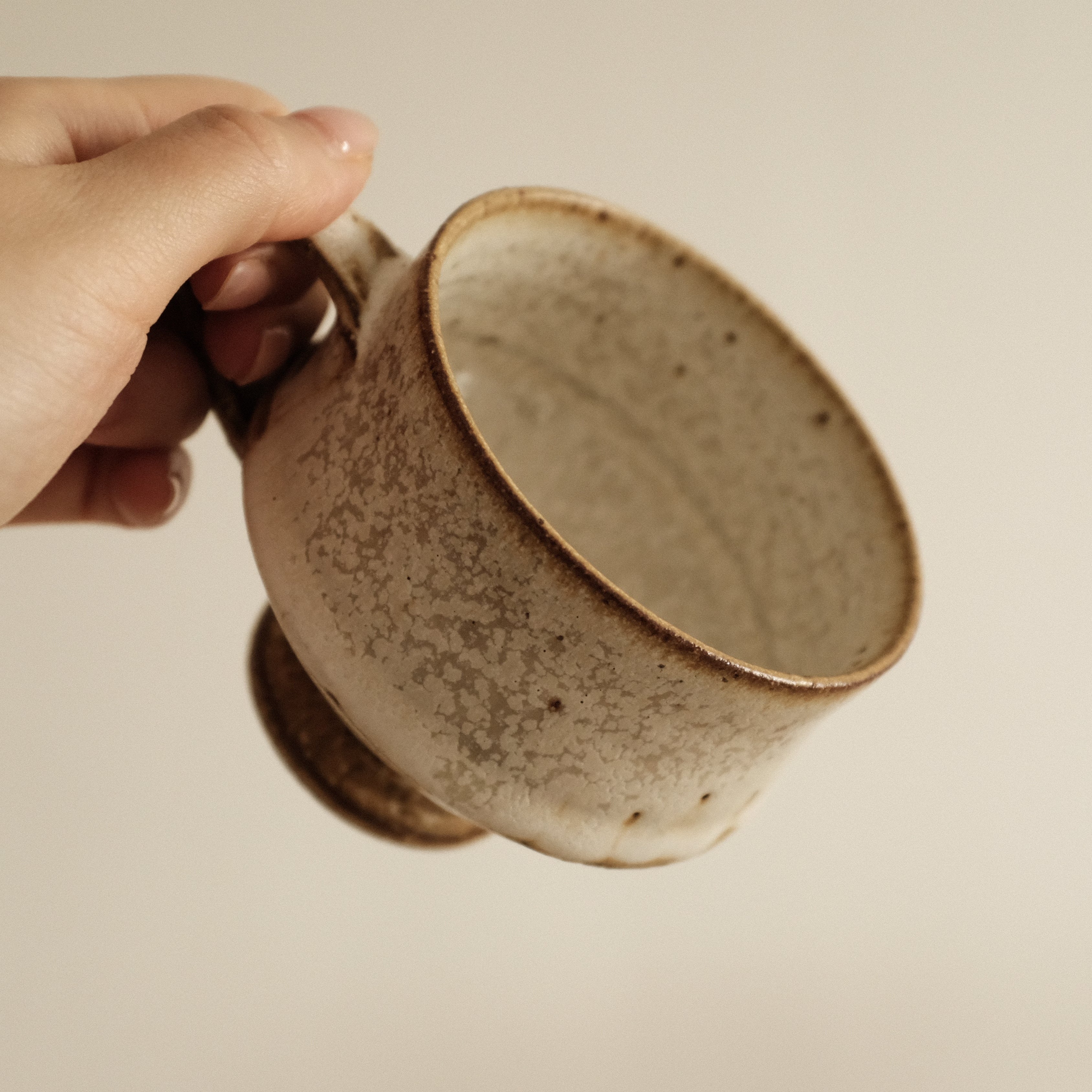 Kazuhito Yamamoto White Milky Glaze Antique Goblet Mug