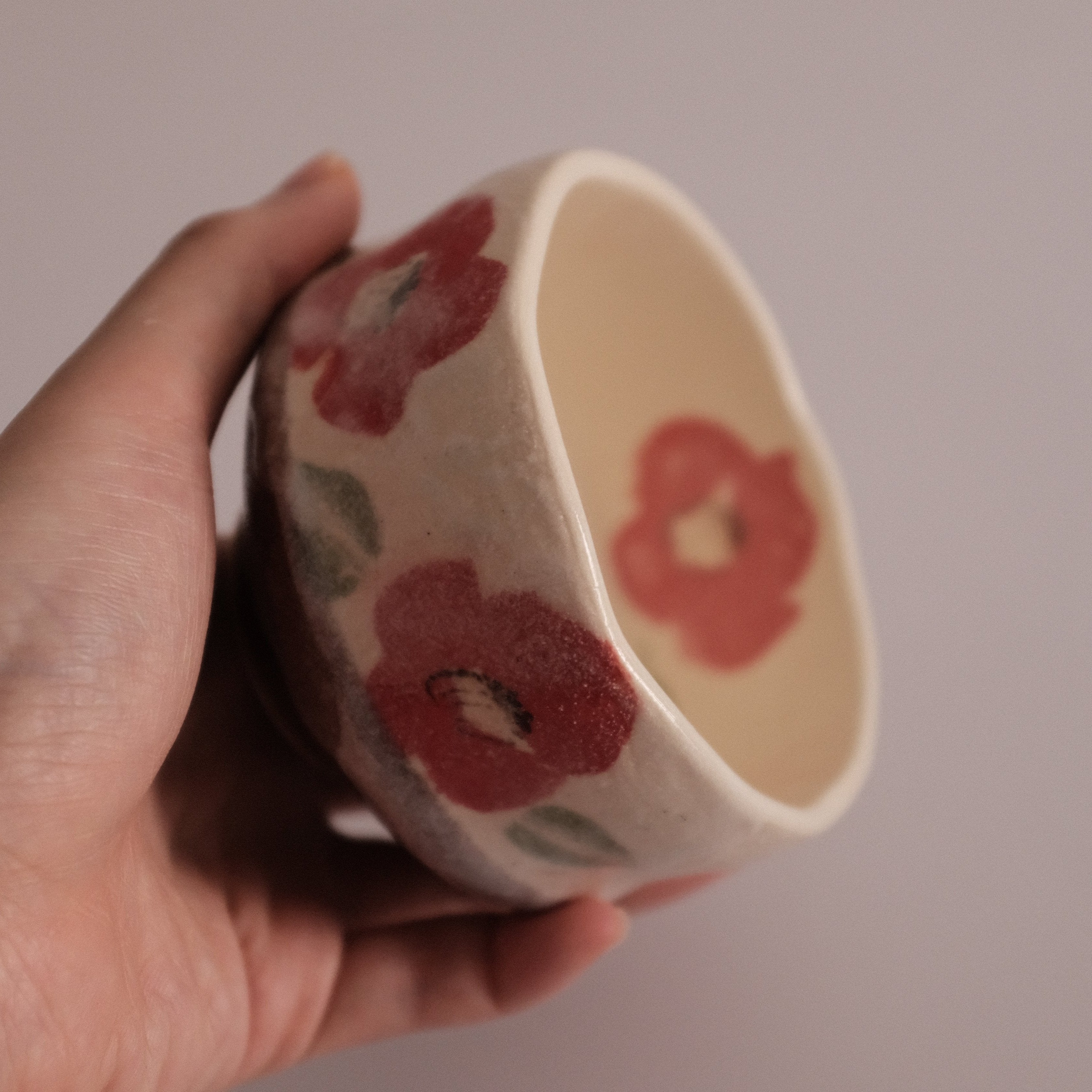 Hatsuichi Japan Camelia Blossom Mini Chawan Matcha Bowl Tea Bowl Minoware