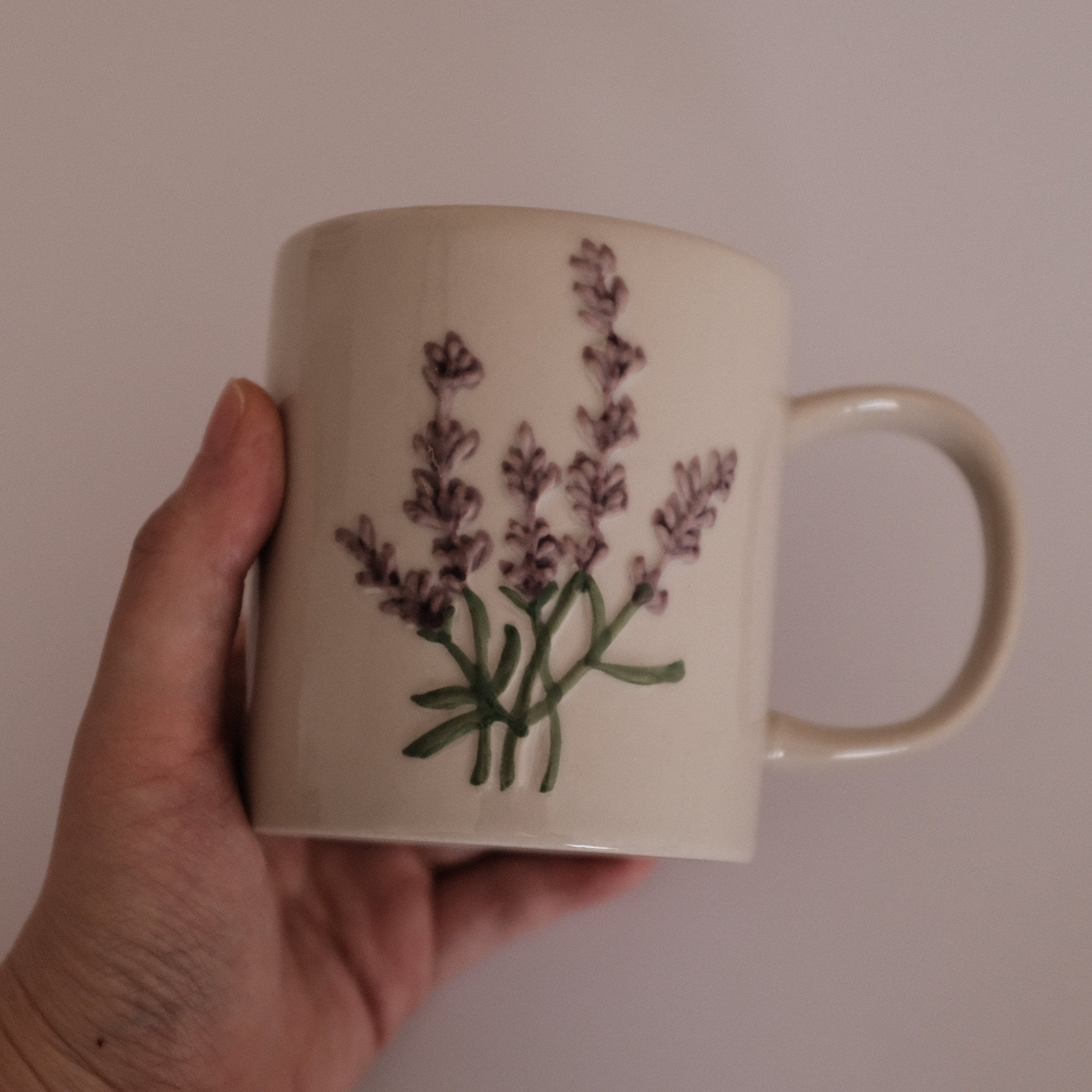 SUMMERIE Rustic Charm Whimsical Floral Lavender Relief Ceramic Mug