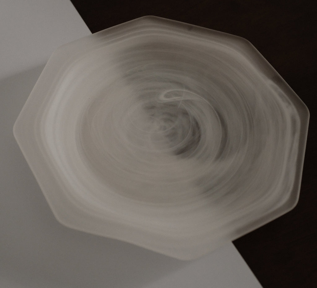 ESME Handmade Hexagon Frosted Glass Cosmic Plate White