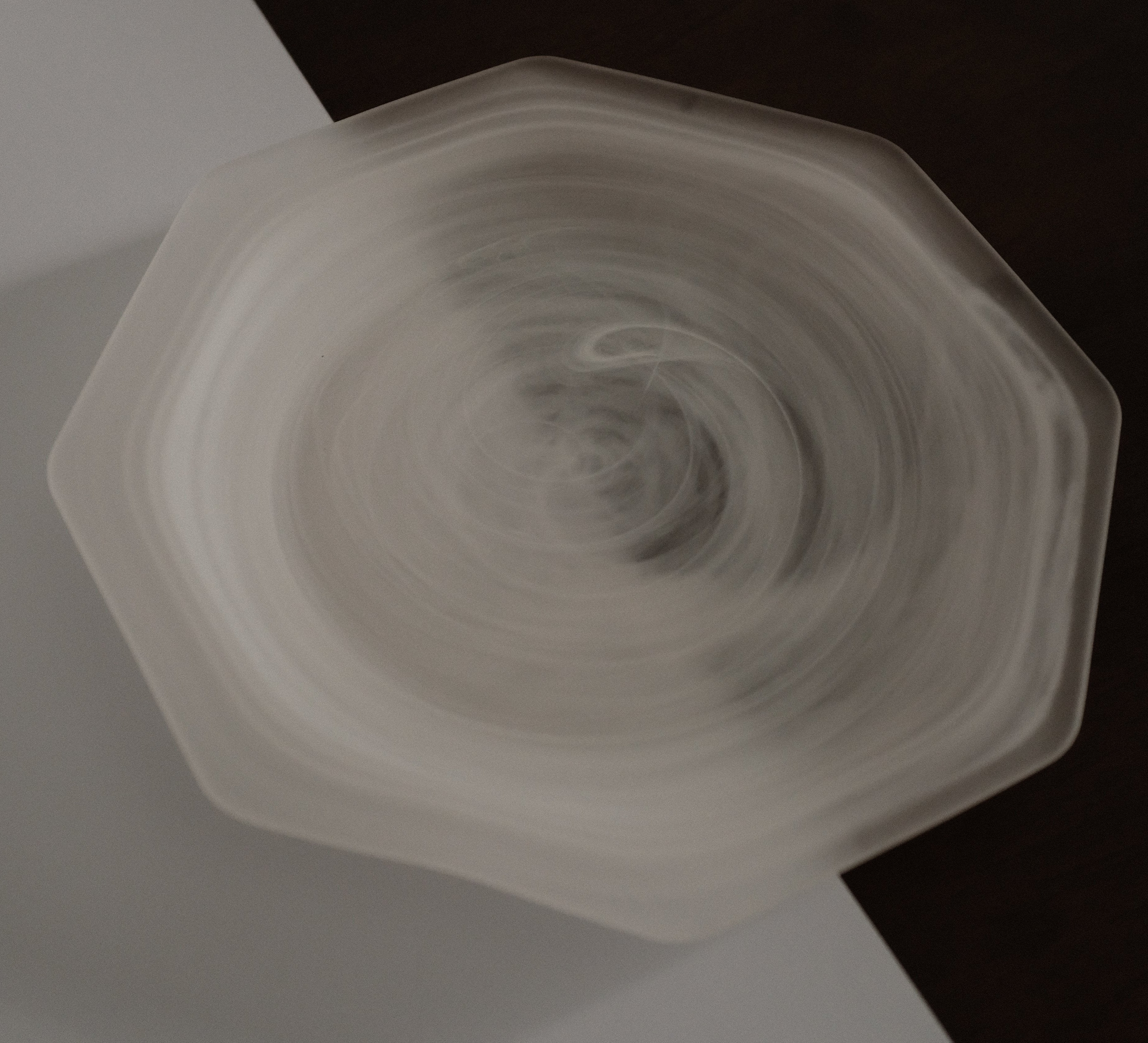 ESME Handmade Hexagon Frosted Glass Cosmic Plate White