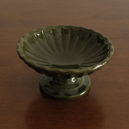 COLETTE Retro Ceramic Floral Pedestal Dish Plate Tea Stand Dessert Pastry Plate