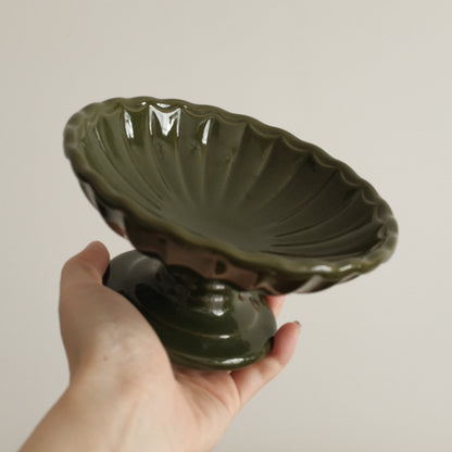 COLETTE Retro Ceramic Floral Pedestal Dish Plate Tea Stand Dessert Pastry Plate