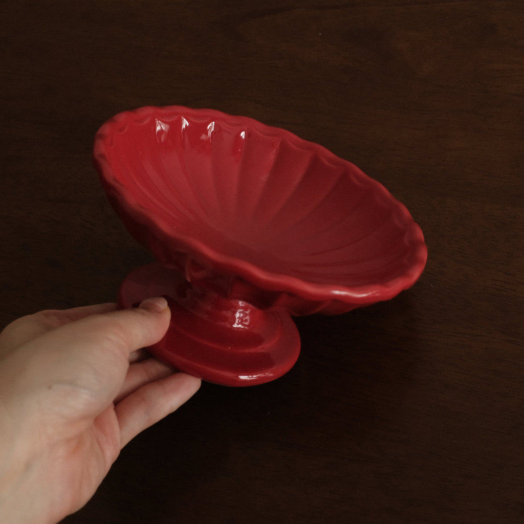 COLETTE Retro Ceramic Floral Pedestal Dish Plate Tea Stand Dessert Pastry Plate