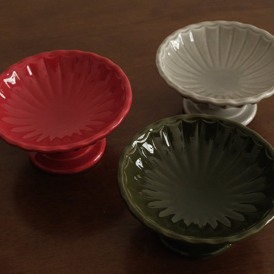 COLETTE Retro Ceramic Floral Pedestal Dish Plate Tea Stand Dessert Pastry Plate