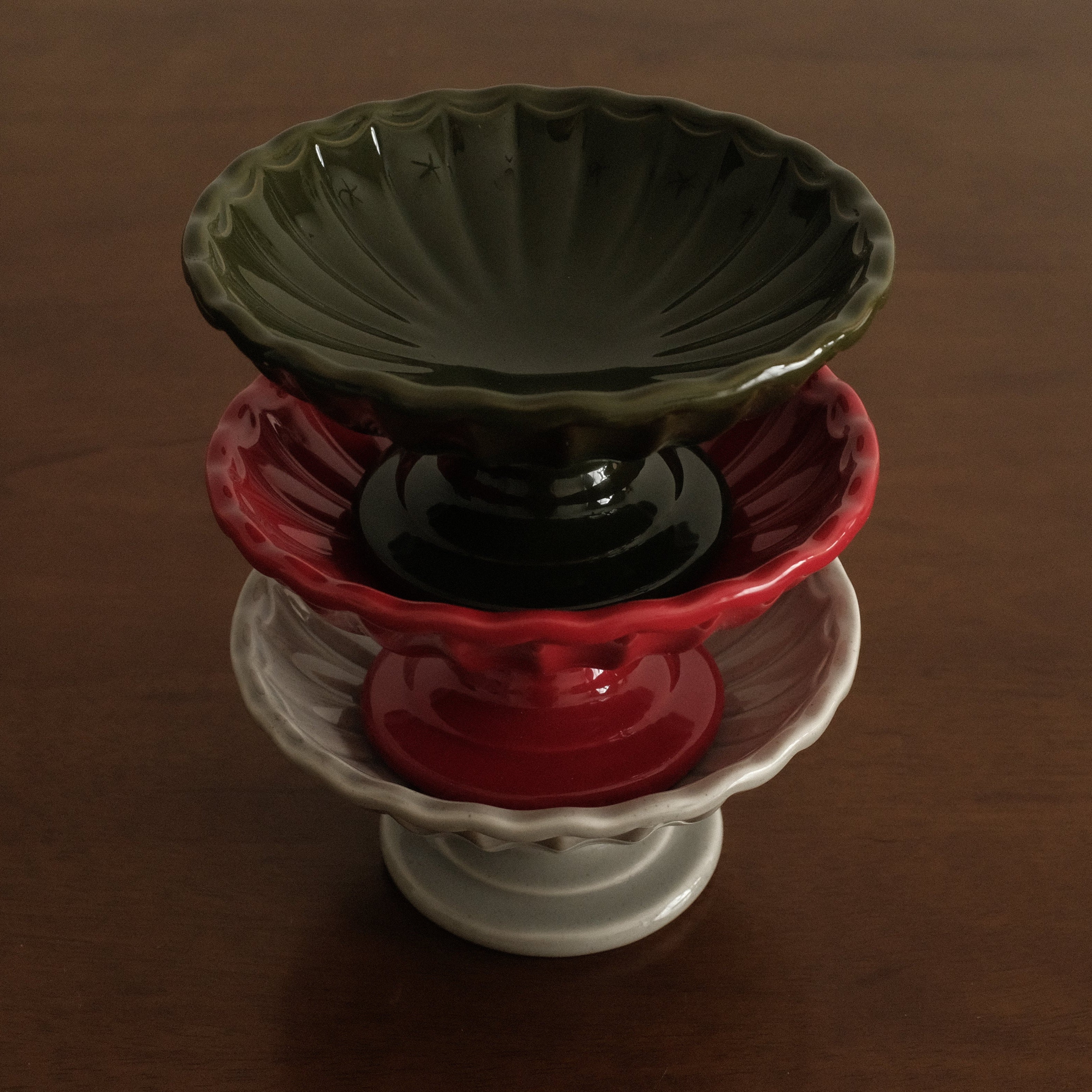 COLETTE Retro Ceramic Floral Pedestal Dish Plate Tea Stand Dessert Pastry Plate