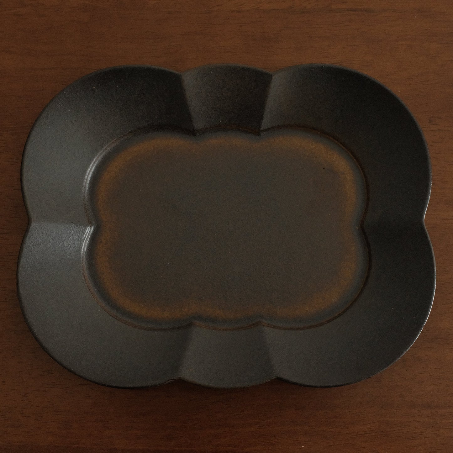 CAMILLE French Retro Six Petals Rectangular Dish Plate Ceramic Underglazed Powdered Glaze Stoneware