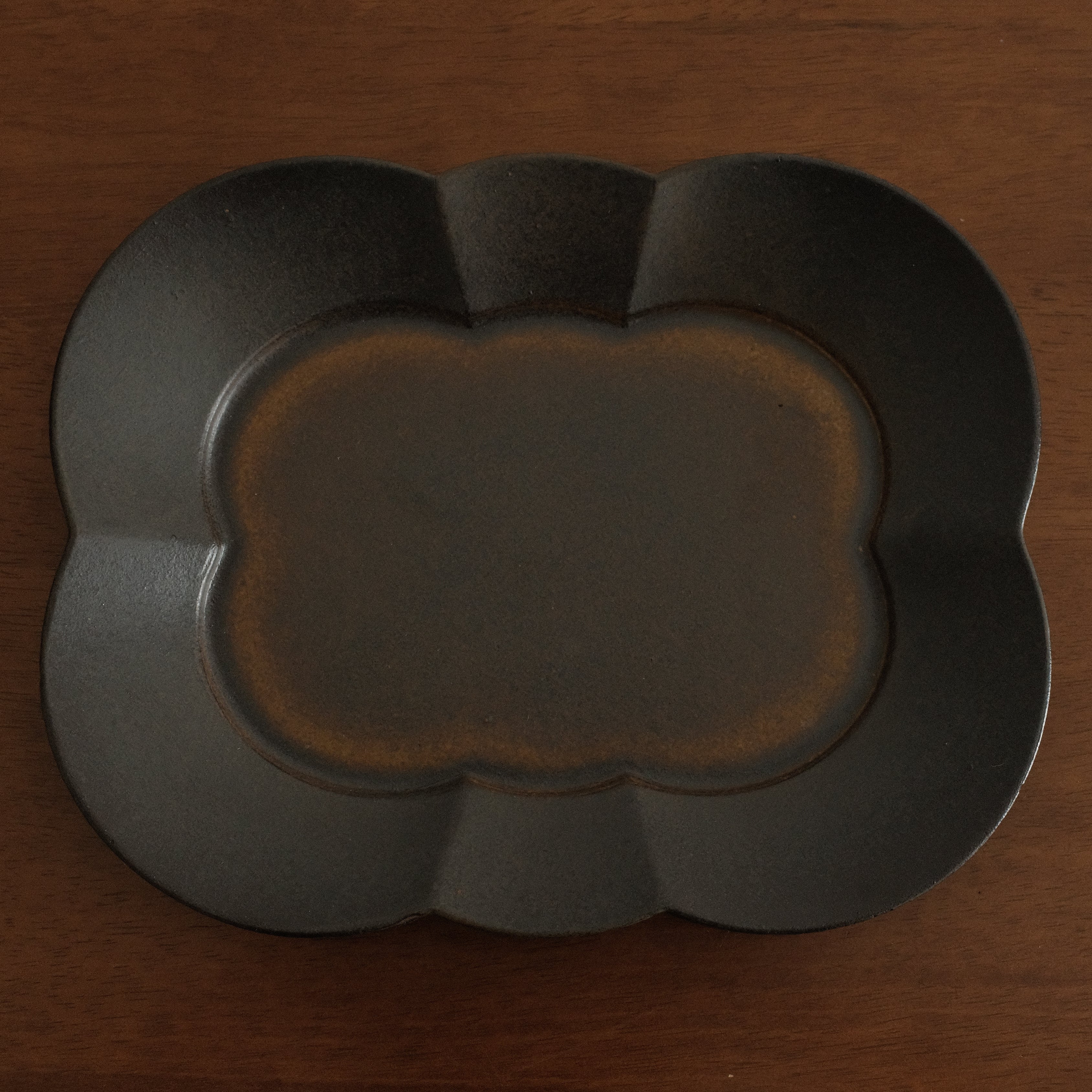 CAMILLE French Retro Six Petals Rectangular Dish Plate Ceramic Underglazed Powdered Glaze Stoneware