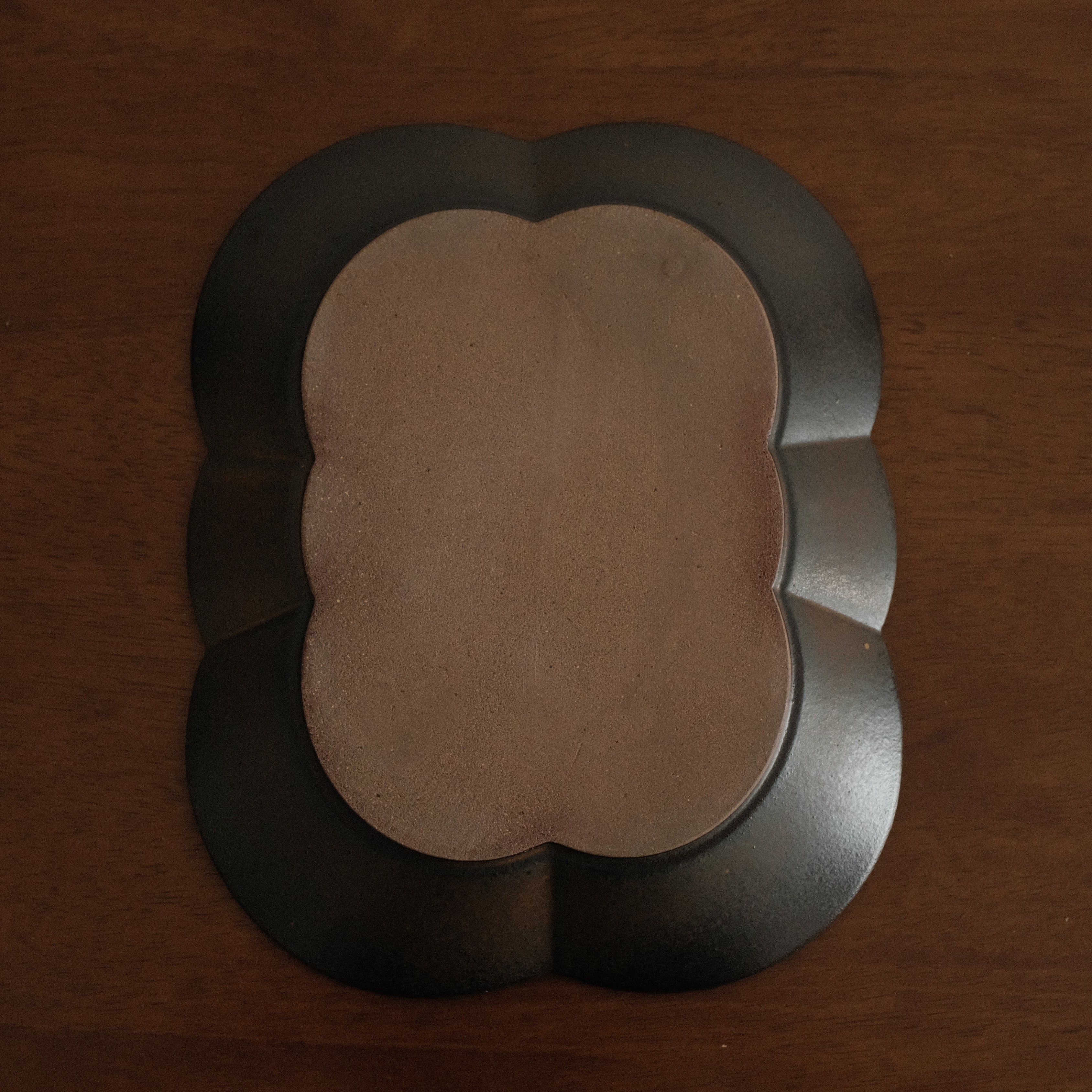 CAMILLE French Retro Six Petals Rectangular Dish Plate Ceramic Underglazed Powdered Glaze Stoneware