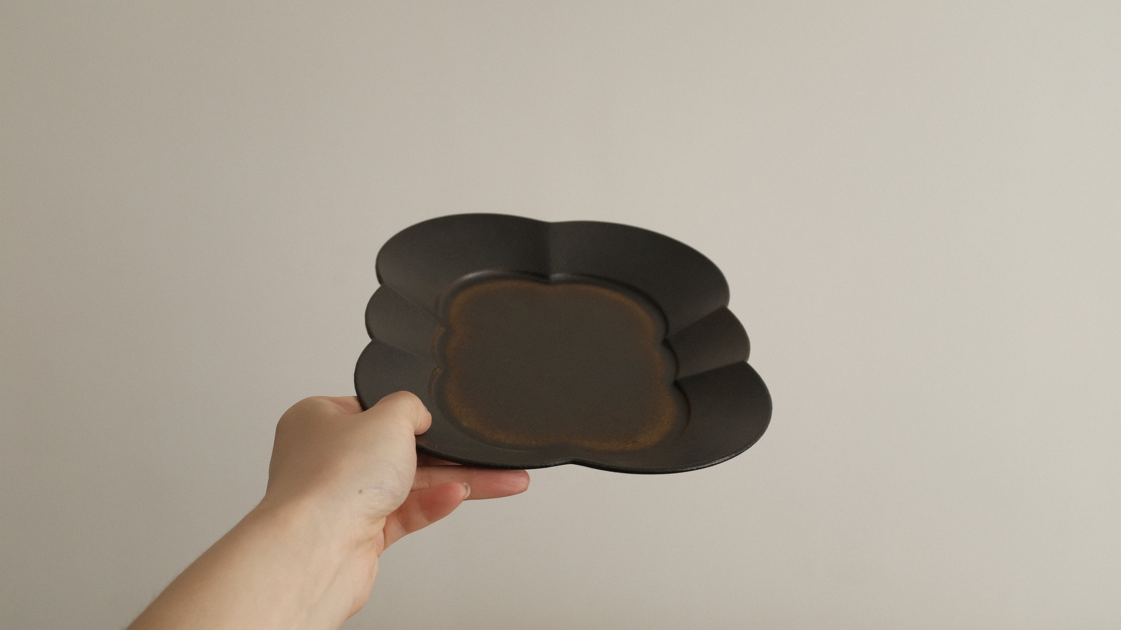 CAMILLE French Retro Six Petals Rectangular Dish Plate Ceramic Underglazed Powdered Glaze Stoneware