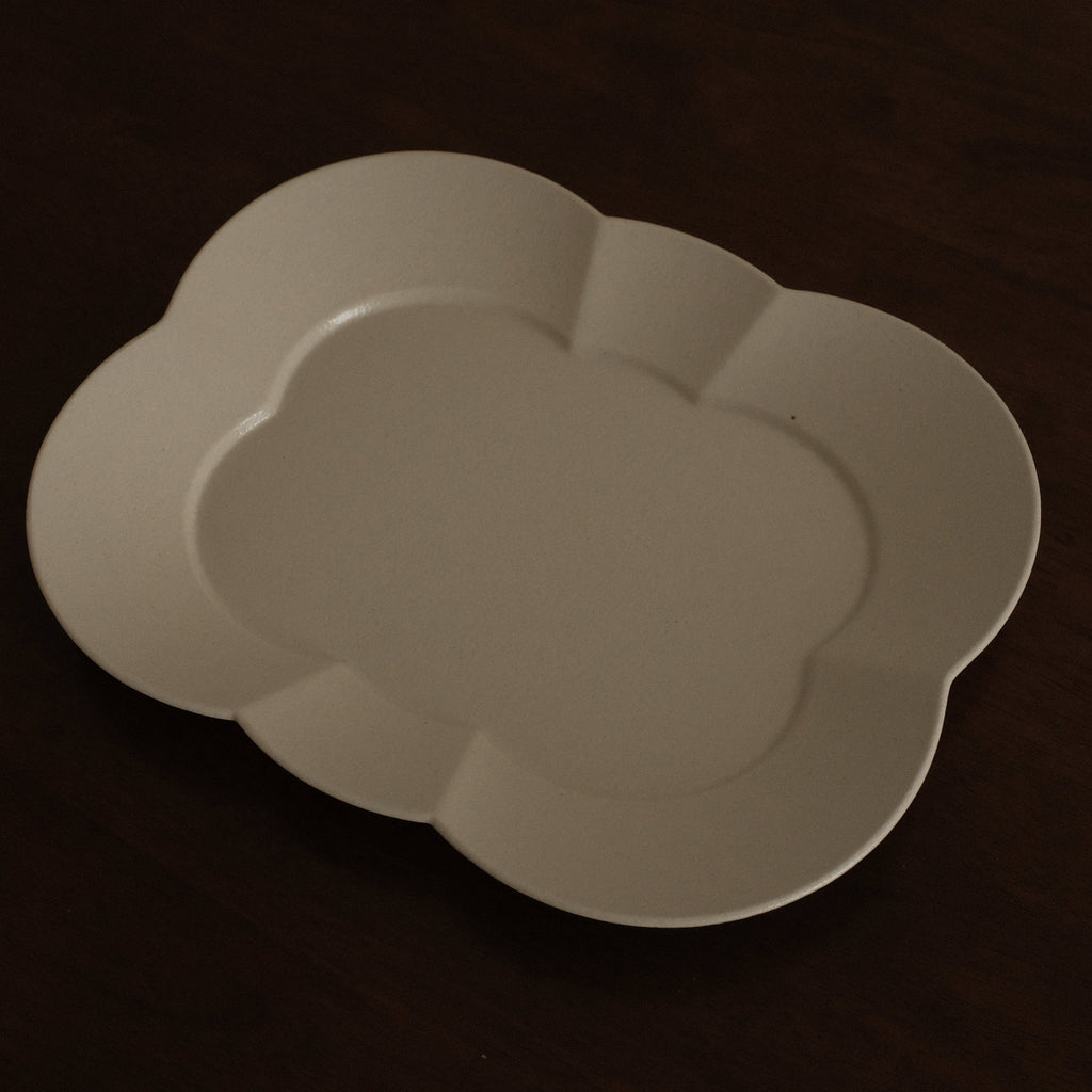 CAMILLE French Retro Six Petals Rectangular Dish Plate Ceramic Underglazed Powdered Glaze Stoneware