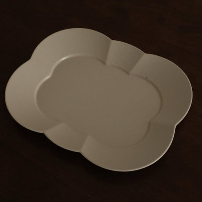 CAMILLE French Retro Six Petals Rectangular Dish Plate Ceramic Underglazed Powdered Glaze Stoneware