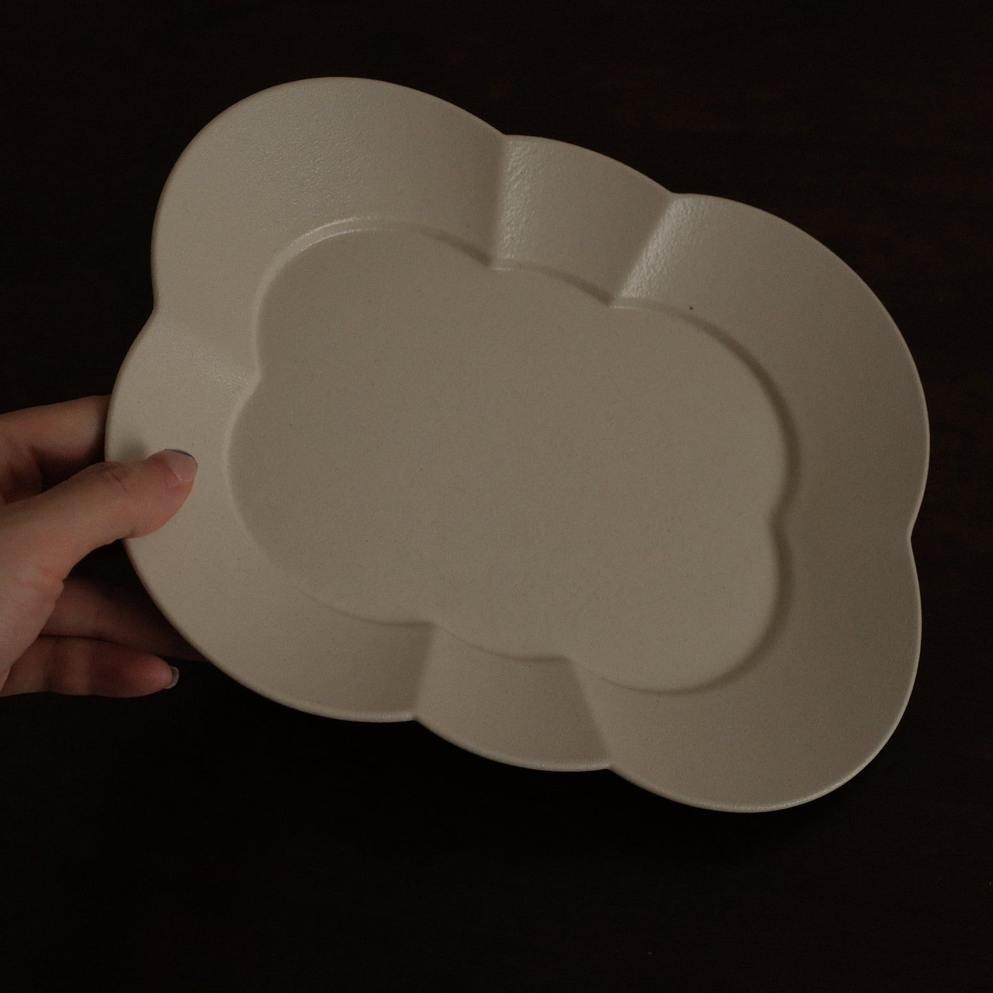 CAMILLE French Retro Six Petals Rectangular Dish Plate Ceramic Underglazed Powdered Glaze Stoneware