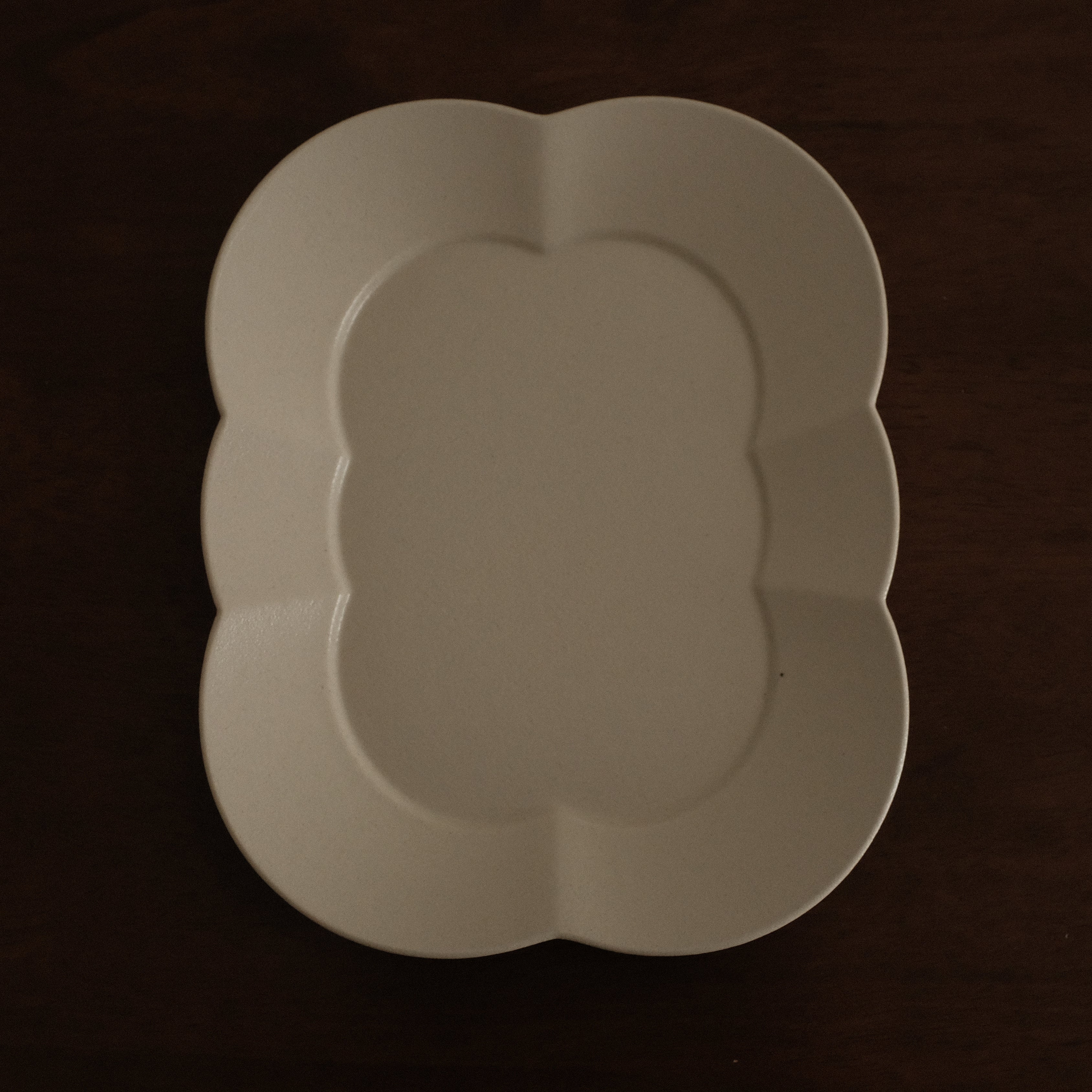 CAMILLE French Retro Six Petals Rectangular Dish Plate Ceramic Underglazed Powdered Glaze Stoneware