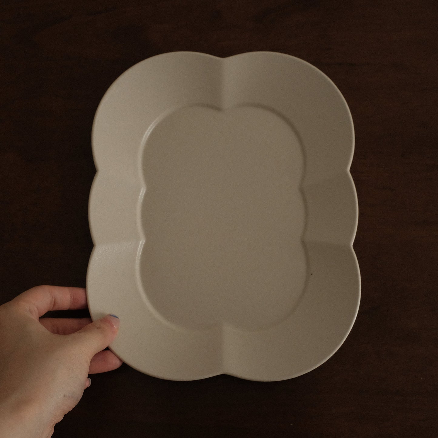 CAMILLE French Retro Six Petals Rectangular Dish Plate Ceramic Underglazed Powdered Glaze Stoneware