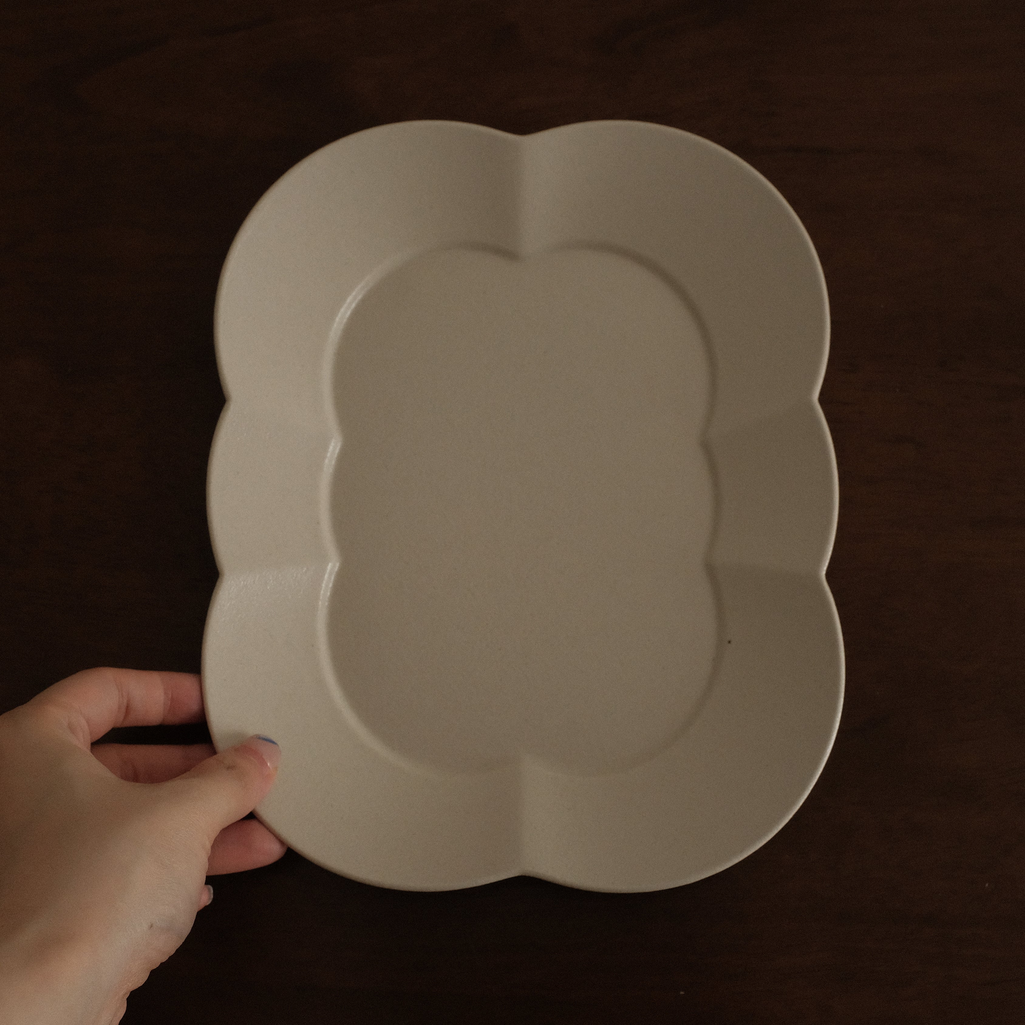 CAMILLE French Retro Six Petals Rectangular Dish Plate Ceramic Underglazed Powdered Glaze Stoneware