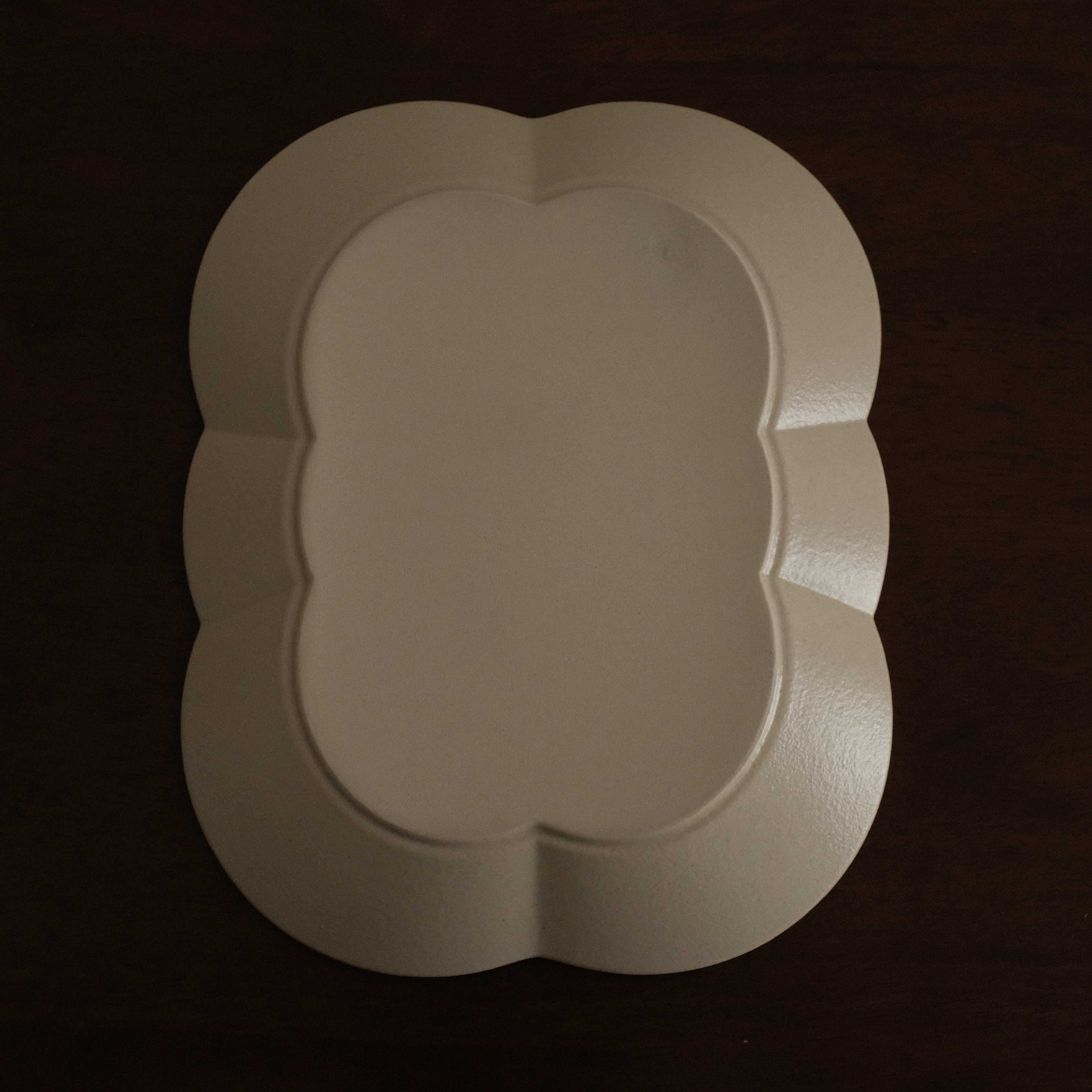 CAMILLE French Retro Six Petals Rectangular Dish Plate Ceramic Underglazed Powdered Glaze Stoneware