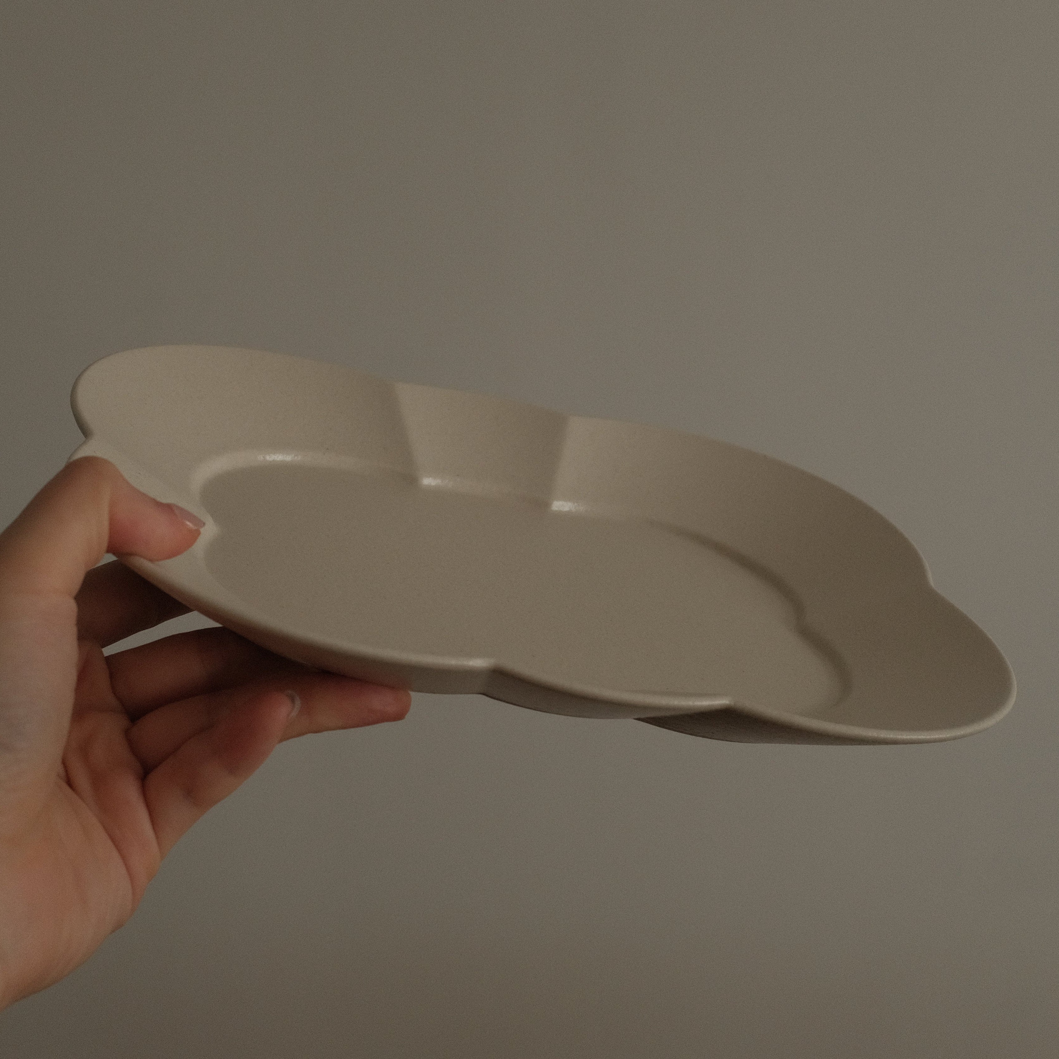 CAMILLE French Retro Six Petals Rectangular Dish Plate Ceramic Underglazed Powdered Glaze Stoneware