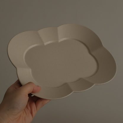 CAMILLE French Retro Six Petals Rectangular Dish Plate Ceramic Underglazed Powdered Glaze Stoneware