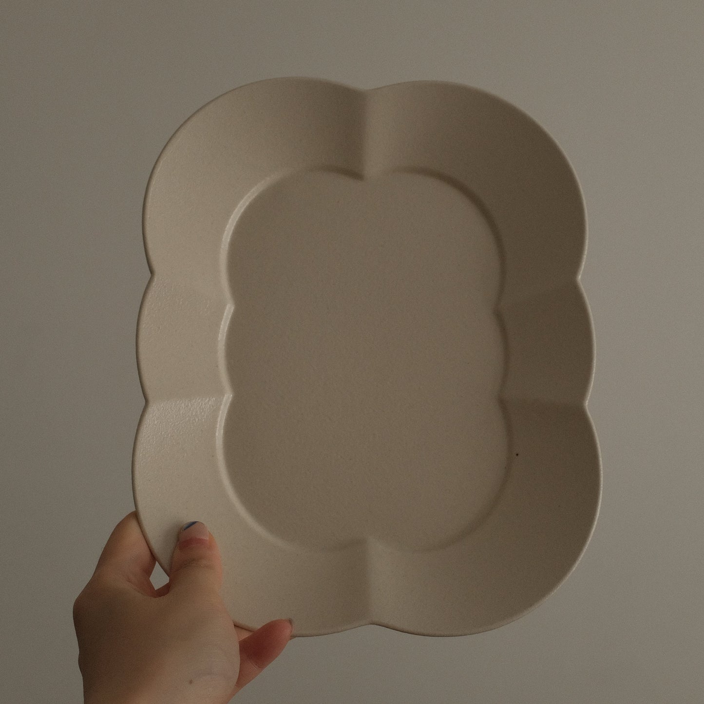 CAMILLE French Retro Six Petals Rectangular Dish Plate Ceramic Underglazed Powdered Glaze Stoneware