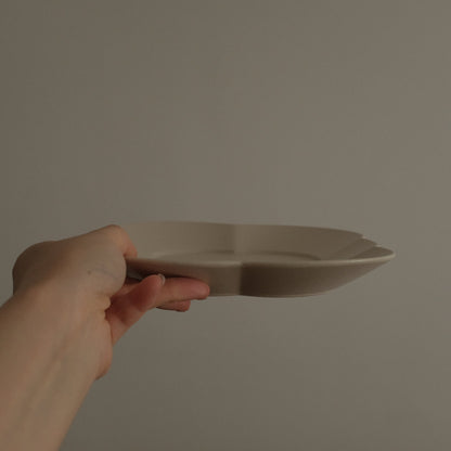 CAMILLE French Retro Six Petals Rectangular Dish Plate Ceramic Underglazed Powdered Glaze Stoneware