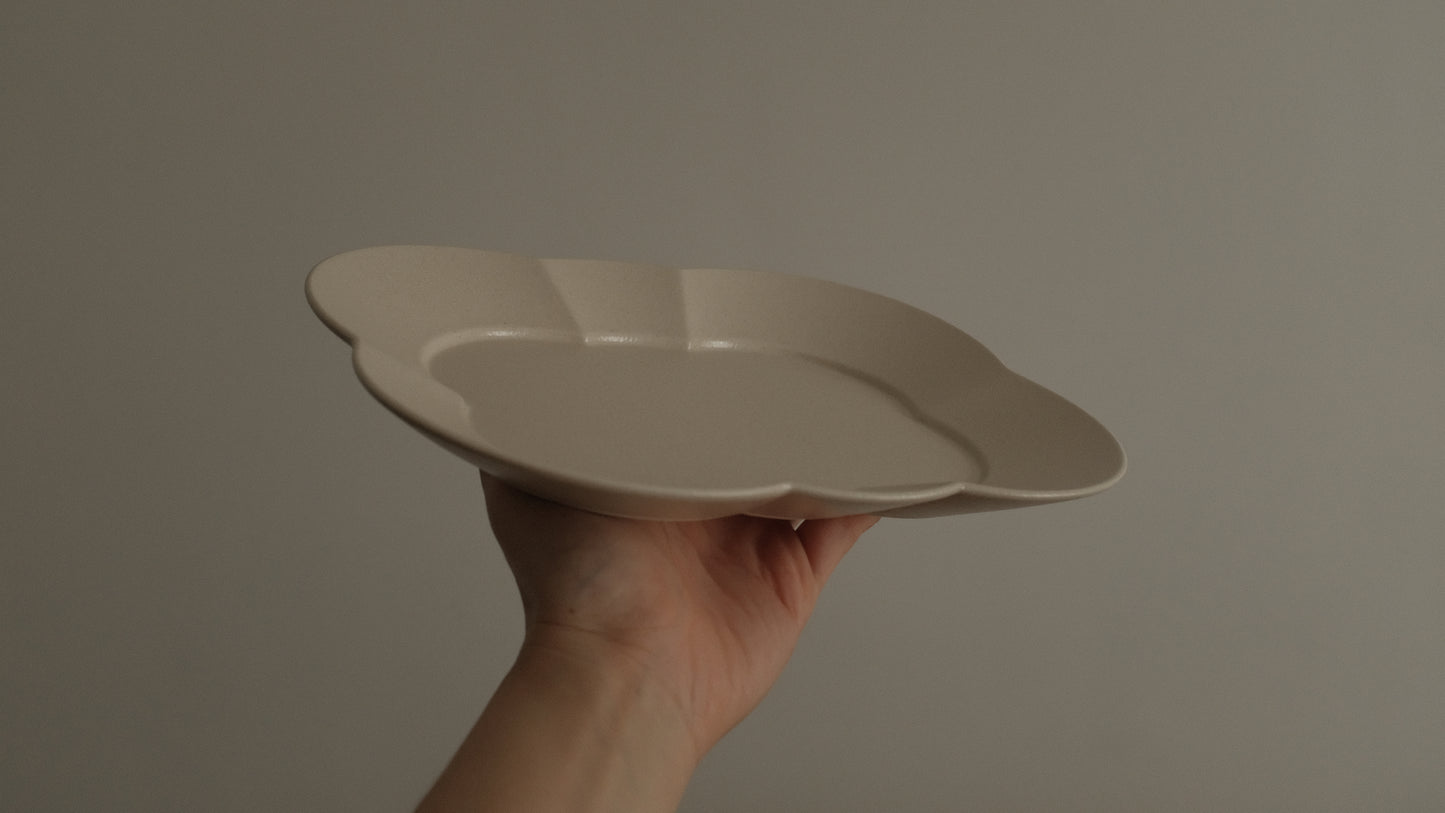 CAMILLE French Retro Six Petals Rectangular Dish Plate Ceramic Underglazed Powdered Glaze Stoneware