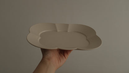 CAMILLE French Retro Six Petals Rectangular Dish Plate Ceramic Underglazed Powdered Glaze Stoneware