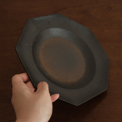 VIVIENNE French Retro Octagonal Dish Plate Ceramic Underglazed Powdered Glaze Stoneware