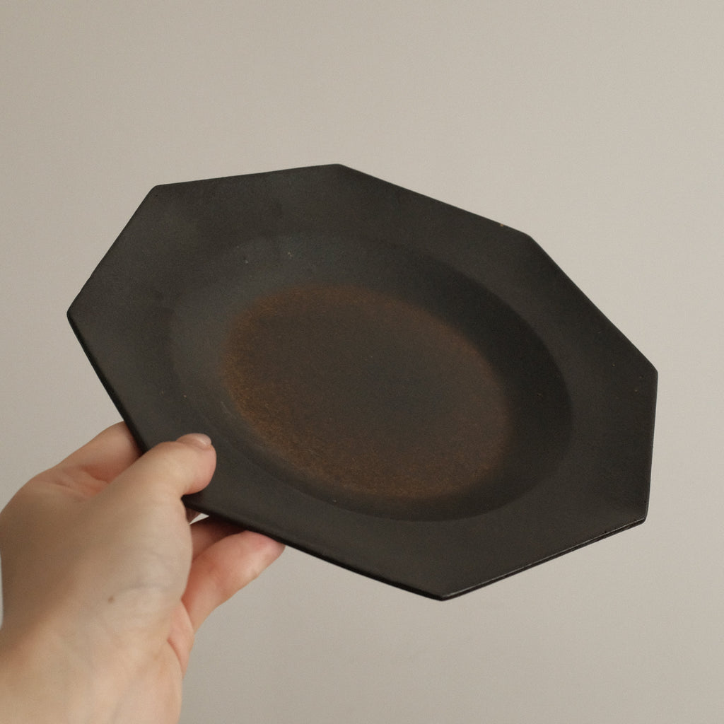 VIVIENNE French Retro Octagonal Dish Plate Ceramic Underglazed Powdered Glaze Stoneware