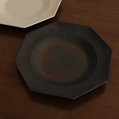 VIVIENNE French Retro Octagonal Dish Plate Ceramic Underglazed Powdered Glaze Stoneware