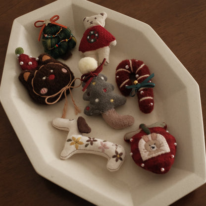 POISSON French Retro Ash White Long Octagonal Deep Plate Ceramic Underglazed Powdered Glaze Stoneware