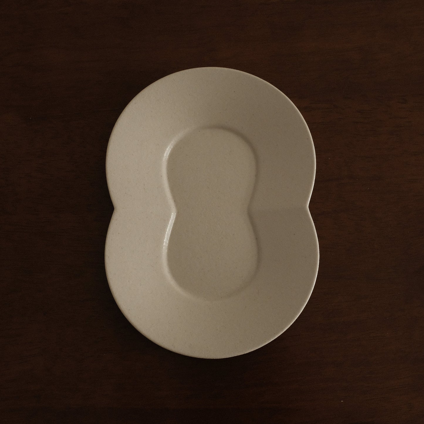 BLANCHETTE French Retro Ash White Two Petals Small Dish Plate Ceramic Underglazed Powdered Glaze Stoneware