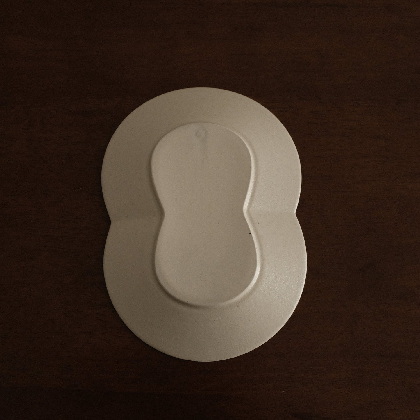 BLANCHETTE French Retro Ash White Two Petals Small Dish Plate Ceramic Underglazed Powdered Glaze Stoneware