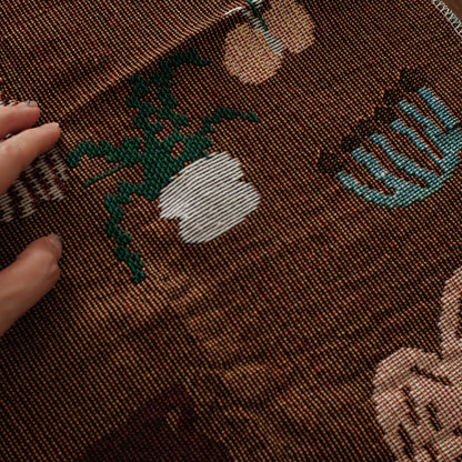 MAISIE Brown Pony Whimsical Retro Style Decorative Knitted Tapestry Blanket with Fringe