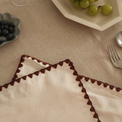 ELISE French Linen Cotton Maroon Red Embroidered Linings Heat Insulation Table Placemat