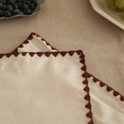 ELISE French Linen Cotton Maroon Red Embroidered Linings Heat Insulation Table Placemat