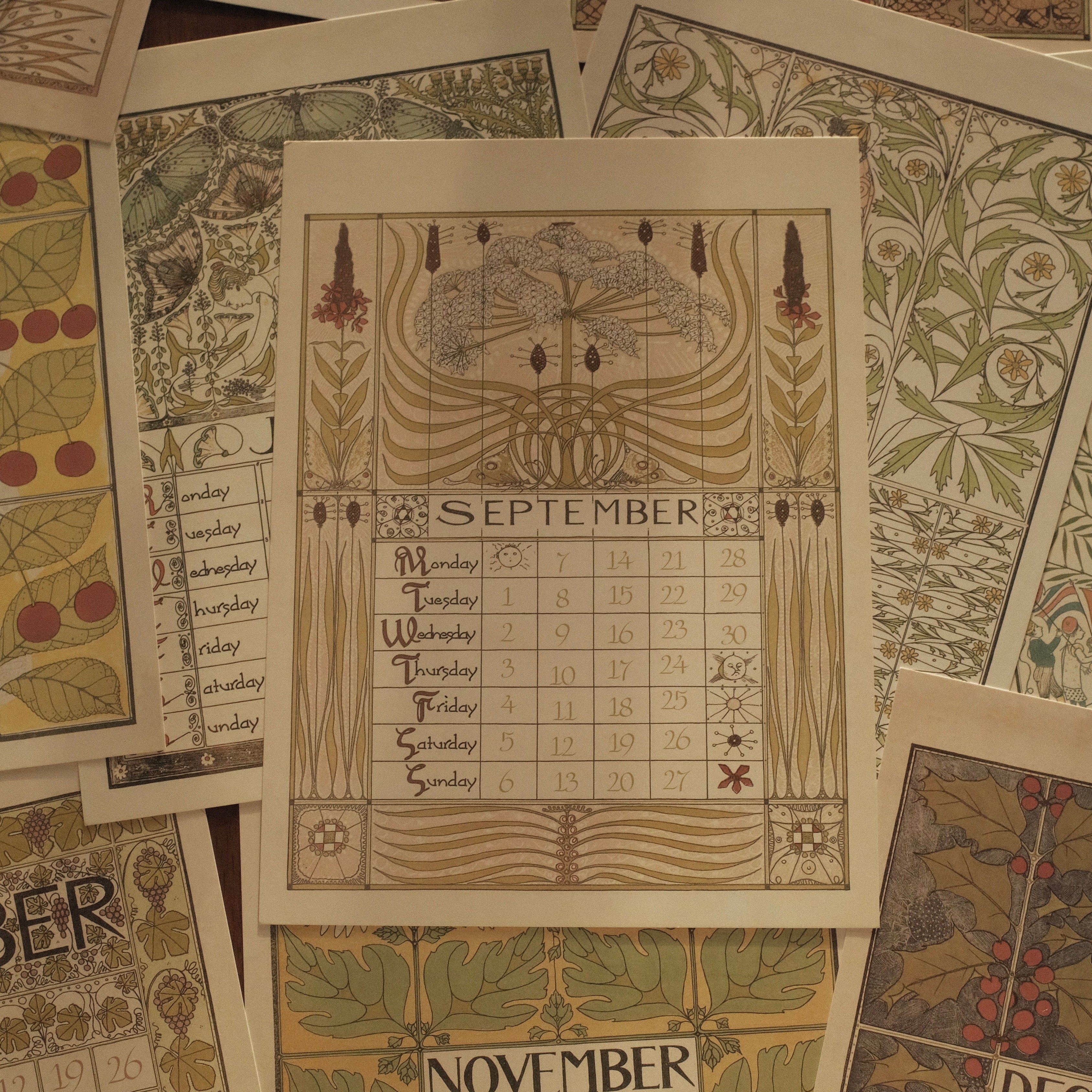 MARGUERITE Elegant Retro Art Nouveau Wall Hanging Table Display Calendar 2026 Art Card