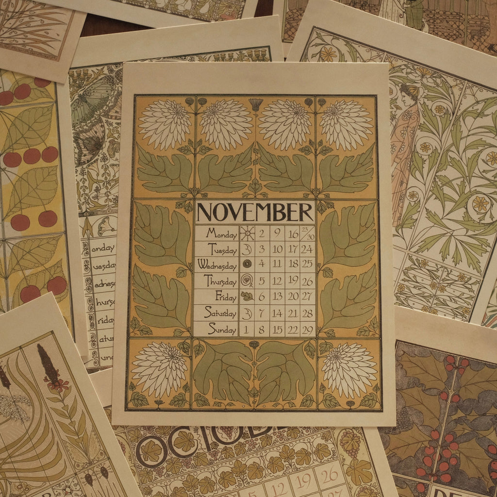 MARGUERITE Elegant Retro Art Nouveau Wall Hanging Table Display Calendar 2026 Art Card